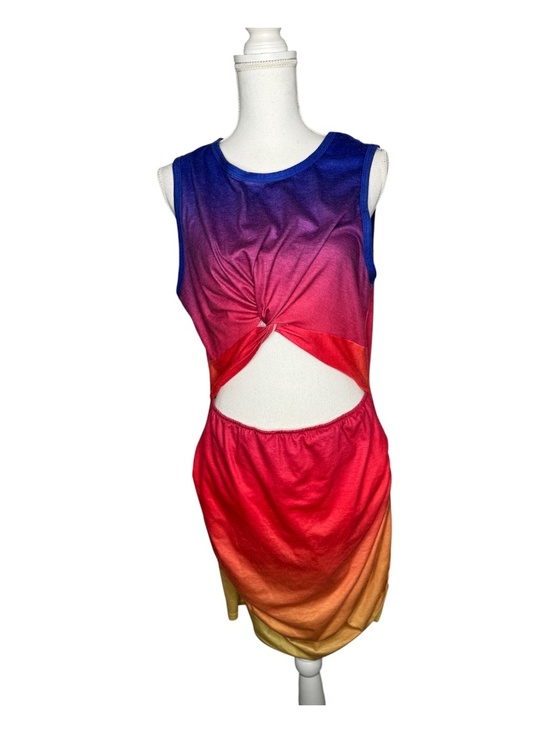 Dresses & Skirts - Sleeveless Hollow out Twist Bodycon Dress Ombre Rainbow XL casual or nightlife